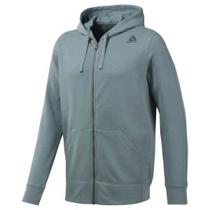 Reebok Training Essentials French Terry Full-Zip Kapuzenpullover Herren - Türkis - DE 835-SFM